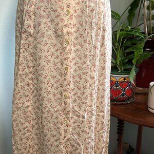 Vintage Inclinations Floral Prairie Style 80s Button Up‎ Skirt Sz M BoHo Hippie